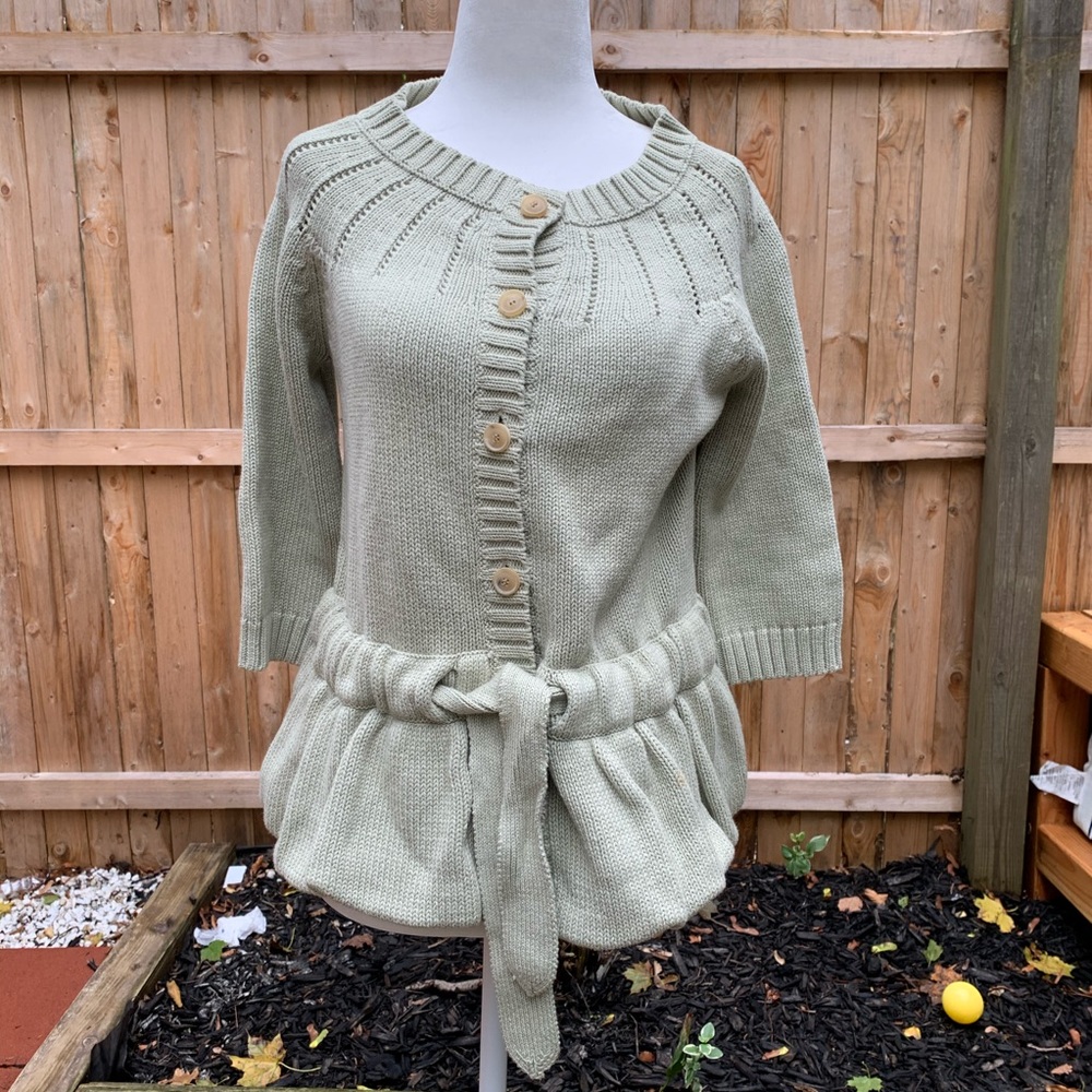 Ports 1961 Mint Green Cotton Cardigan Belted